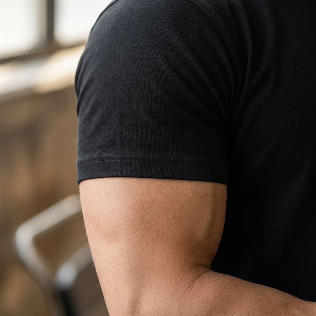 Detalle de manga remera negra
