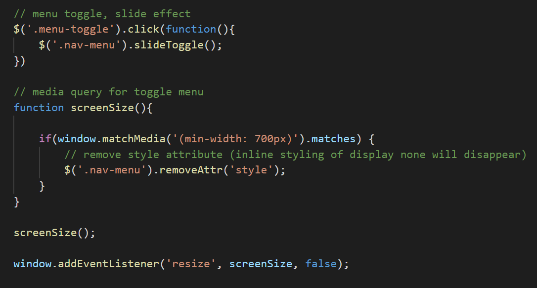 fixed bug code for navigation menu