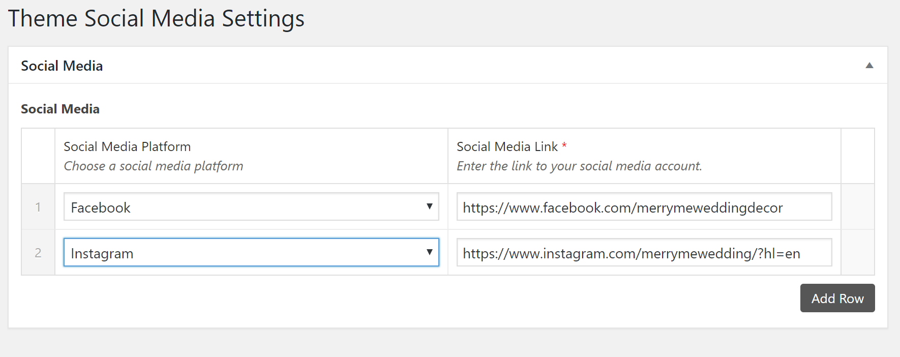 adding social media icons using ACF