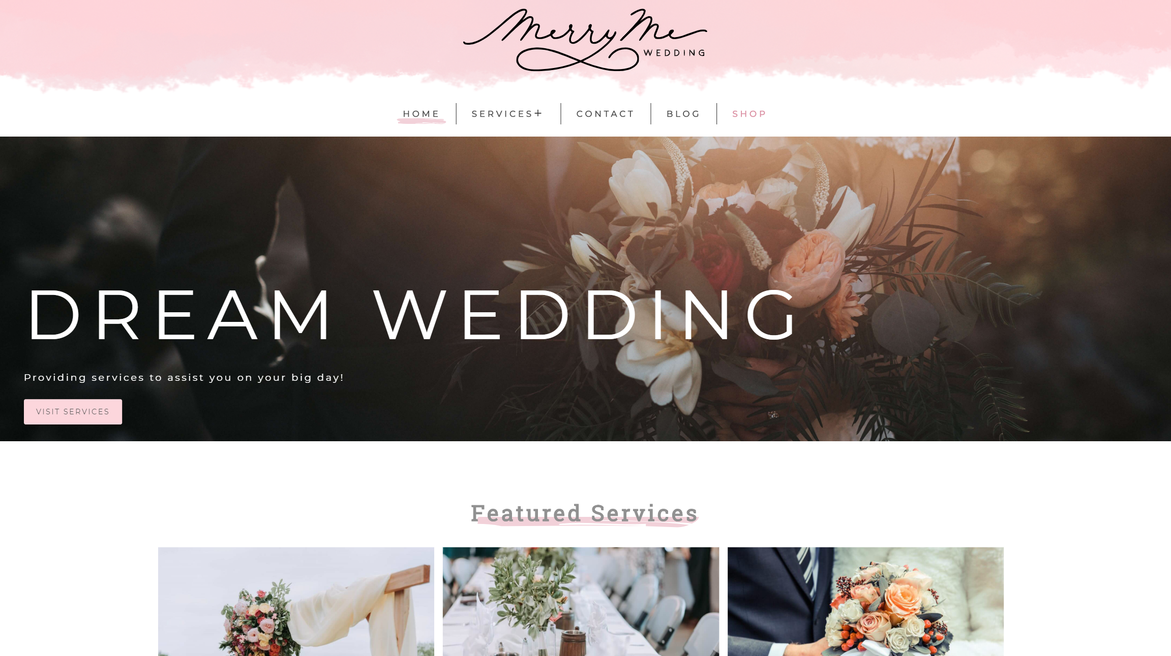 screenshot of Merry Me Wedding website