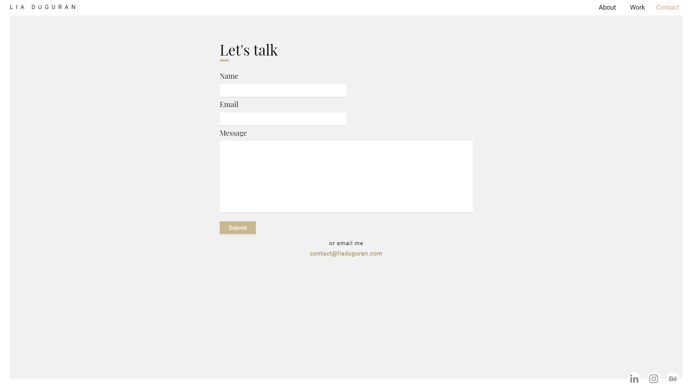 Portfolio contact page