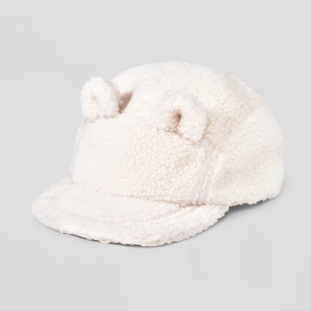 Toddler Faux Shearling Bear Baseball Hat - Cat & Jack™ Off-White 2T-5T