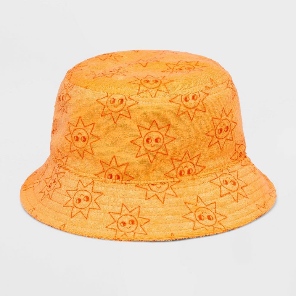 Baby Boys' Towel Terry Sun Printed Bucket Hat - Cat & Jack™ Orange 12-24M