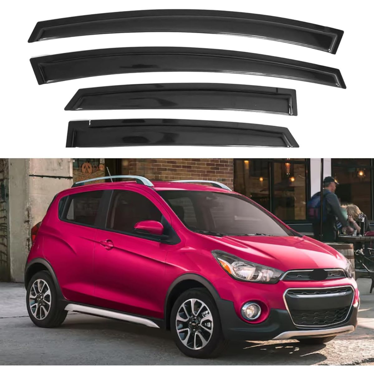 IG Window Visor for Chevrolet Spark 2016-2022, Rain Guard Tape-On Extra Durable Wind Sun Side Vent Window Deflector, 2016 2017 2018 2019 2020 2021 2022