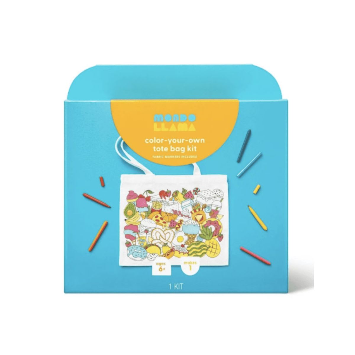 Mondo Llama Create Your Own Tote Bag Kit - Fabric Tote Drawing and Coloring Kit