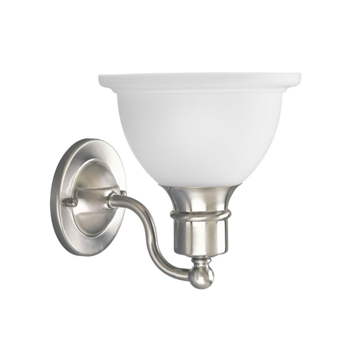 Progress Lighting P3161 09 Brushed Nickel Wall Bracket with White Etched Glass