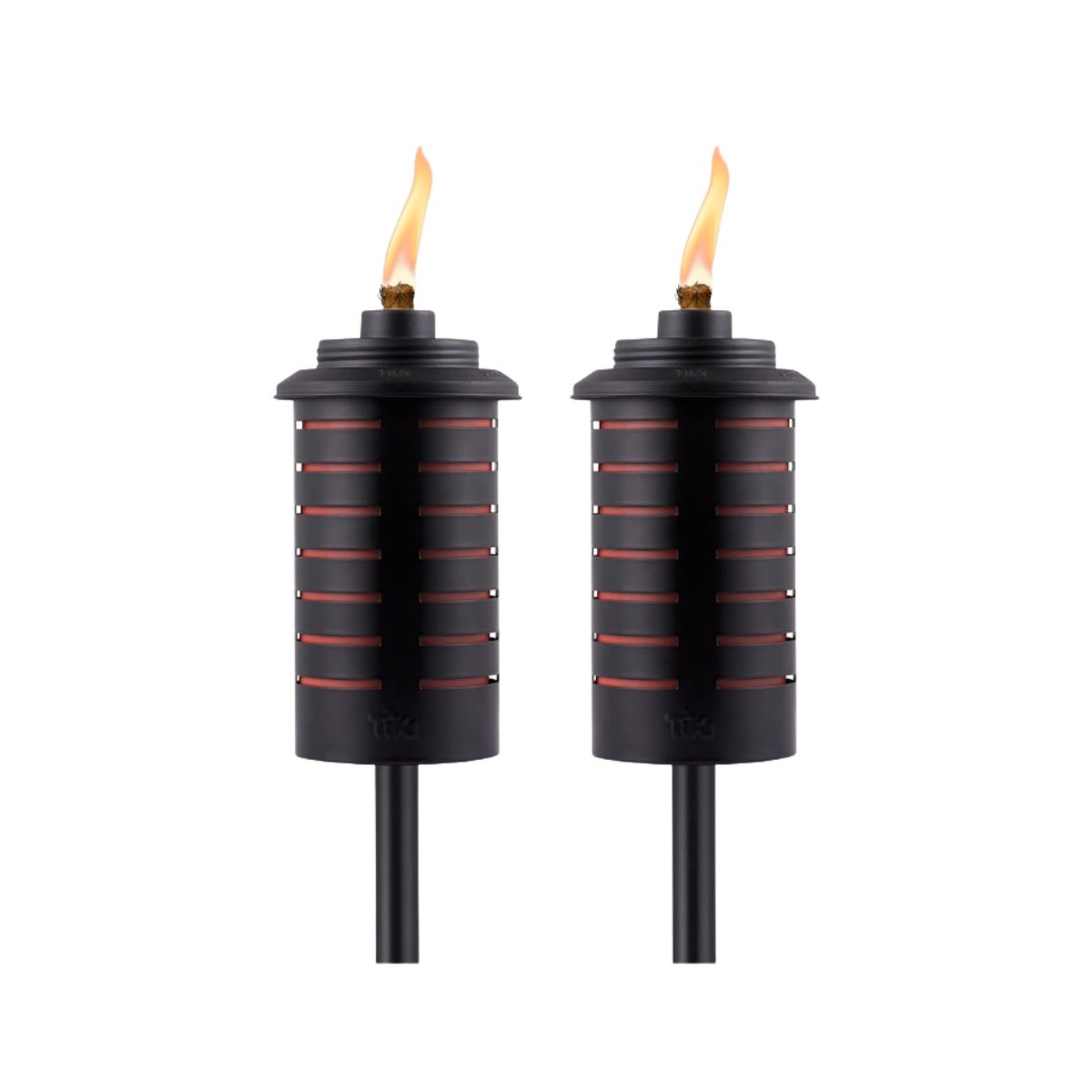 TIKI Metal Black & Orange Easy Install Outdoor Torches, 2-Pack – 65-Inch Decorative Torches for Patio, Lawn, Backyard & Garden – Weather-Resistant Torch Lighting with Wick & Snuffer