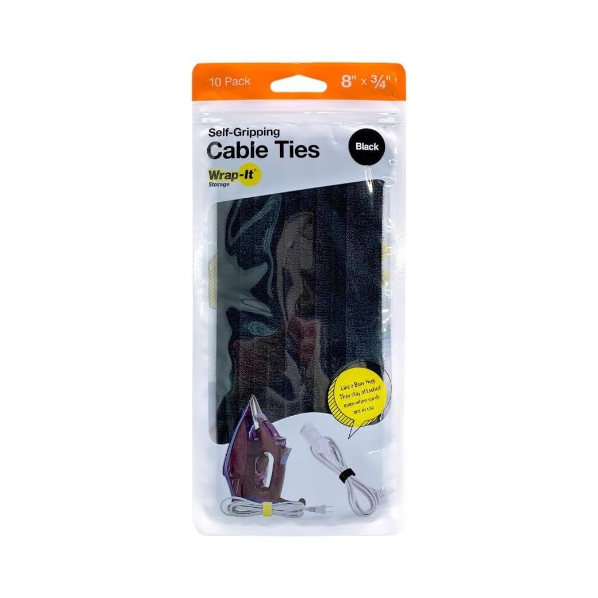 Self-Gripping Cable Ties - 8-in. (10-Pack) Black
