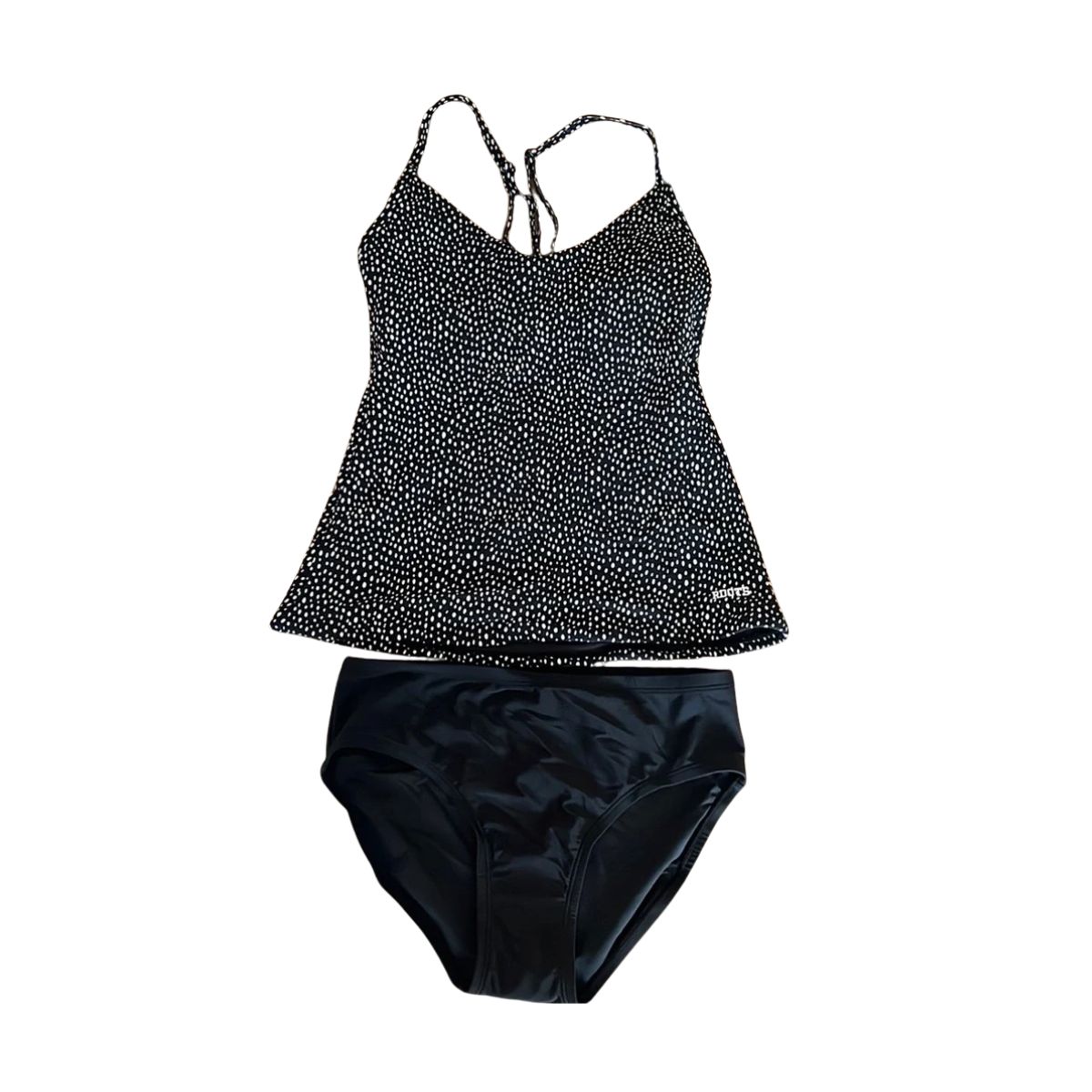 Roots Black and White Polka Dot One Piece Swimsuit - Like New | Swimwear