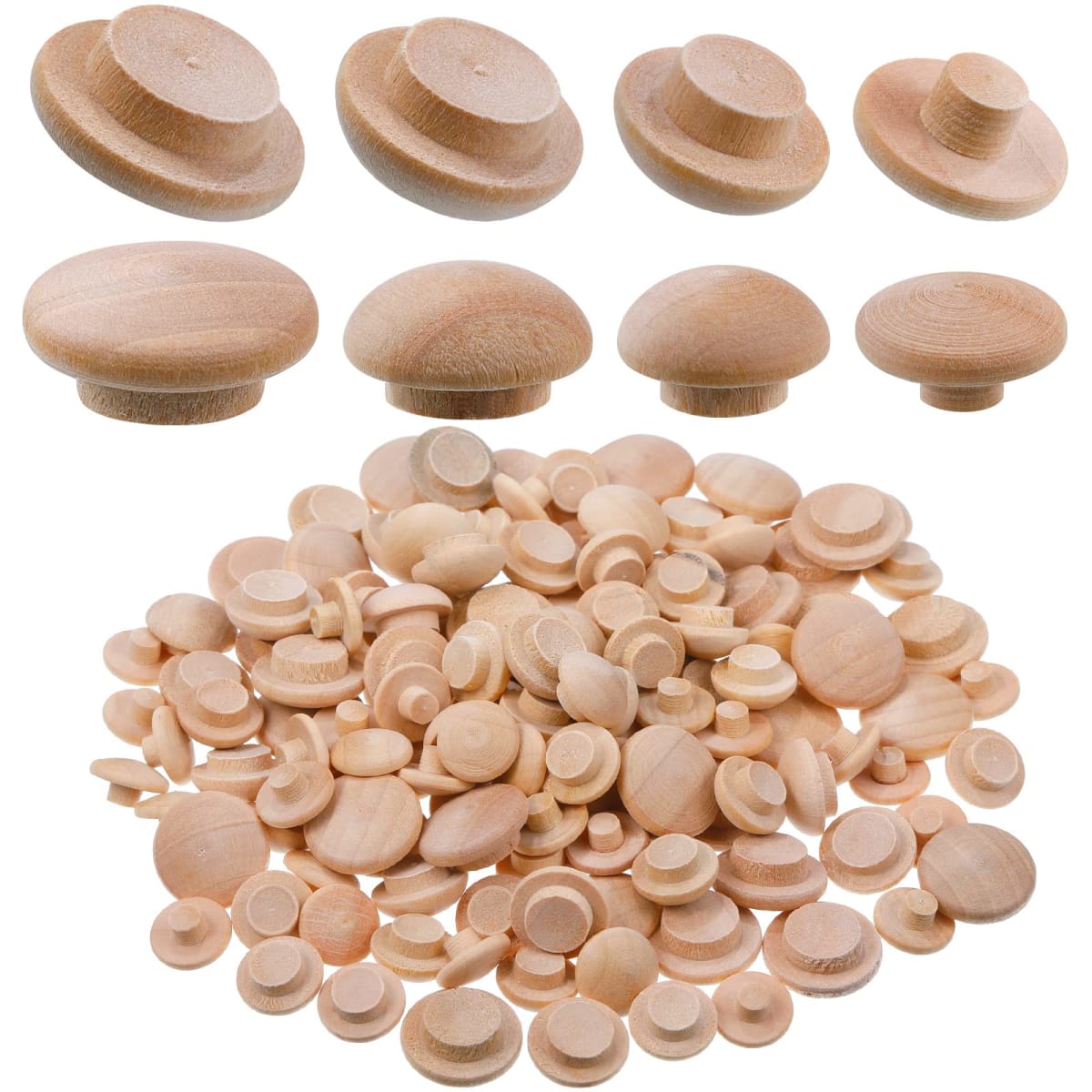 Bucherry 120 Pieces 4 Sizes Wood Plugs Wooden Hole Plugs Button Stoppers Hardwood Hole Stoppers for Gap in Locking Tube Furniture, 3/16 Inch, 5/16 Inch, 3/8 Inch, 1/2 Inch(Vivid Style)
