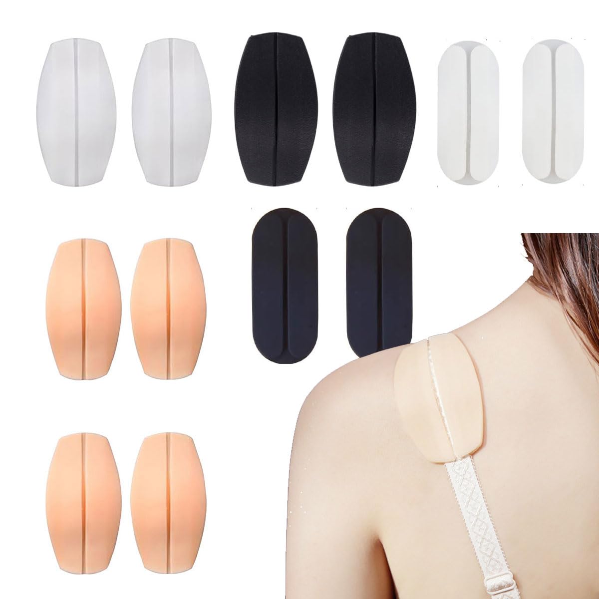12 Pieces Bra Strap Gel Pads Non Slip Shoulder Pads Bra Strap Cushion Pads Fabric Relieve Pain Shoulder Pads