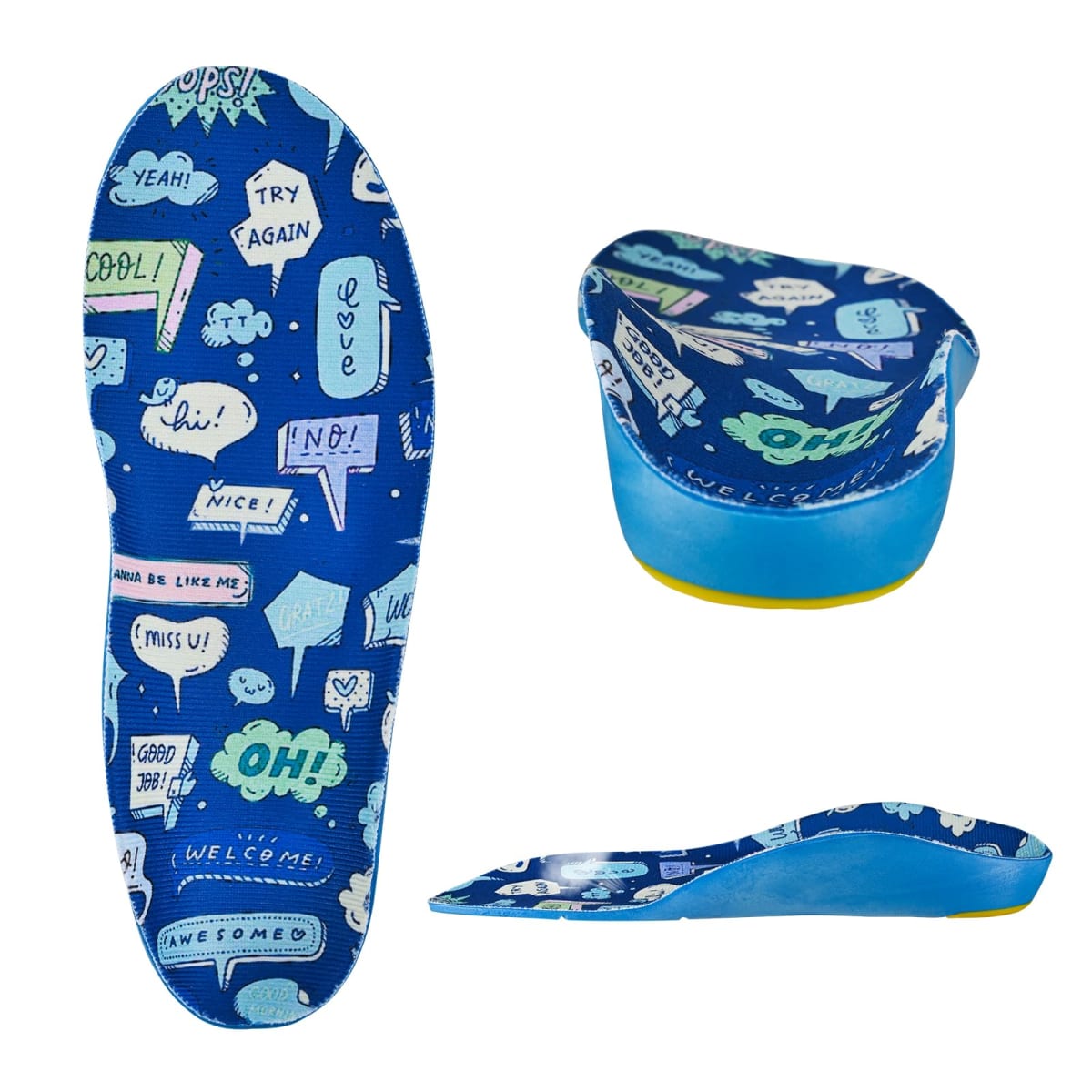WALKROFEET Children's Overpronation Insoles, Soft PU Foam Orthotic Relieve Plantar Fasciitis, Kids Gel Flat Foot Insoles, Heel Pad(Multicolor)
