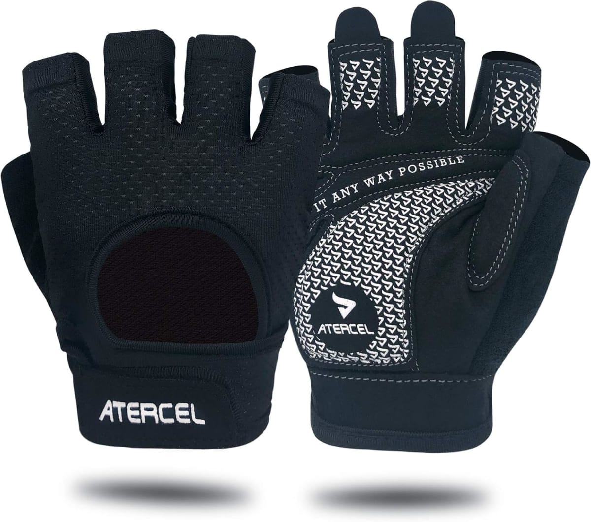 ATERCEL Weight Lifting Gloves Full Palm Protection, Workout Gloves for Gym, Cycling, Exercise, Breathable, Super Lightweight for Men and Women(Black, L)