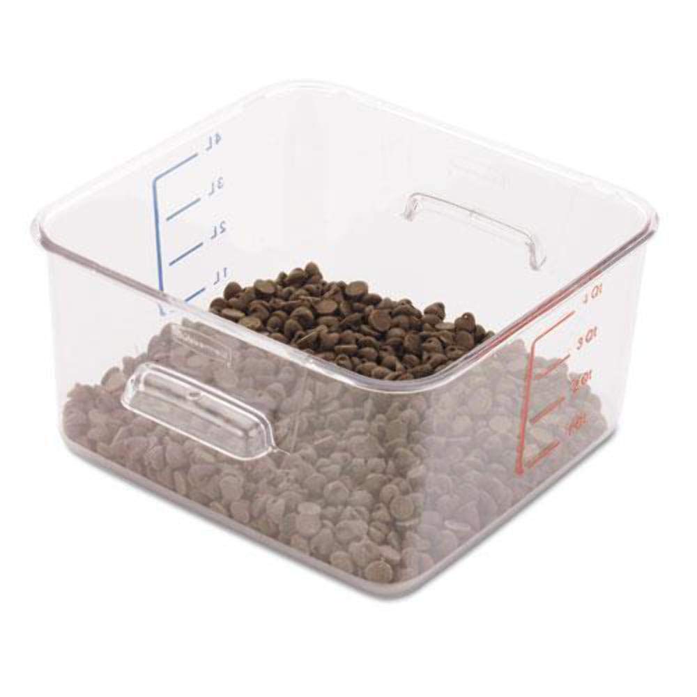 SpaceSaver Square Containers, 4qt, 8 4/5w x 8 3/4d x 4 3/4h, Clear
