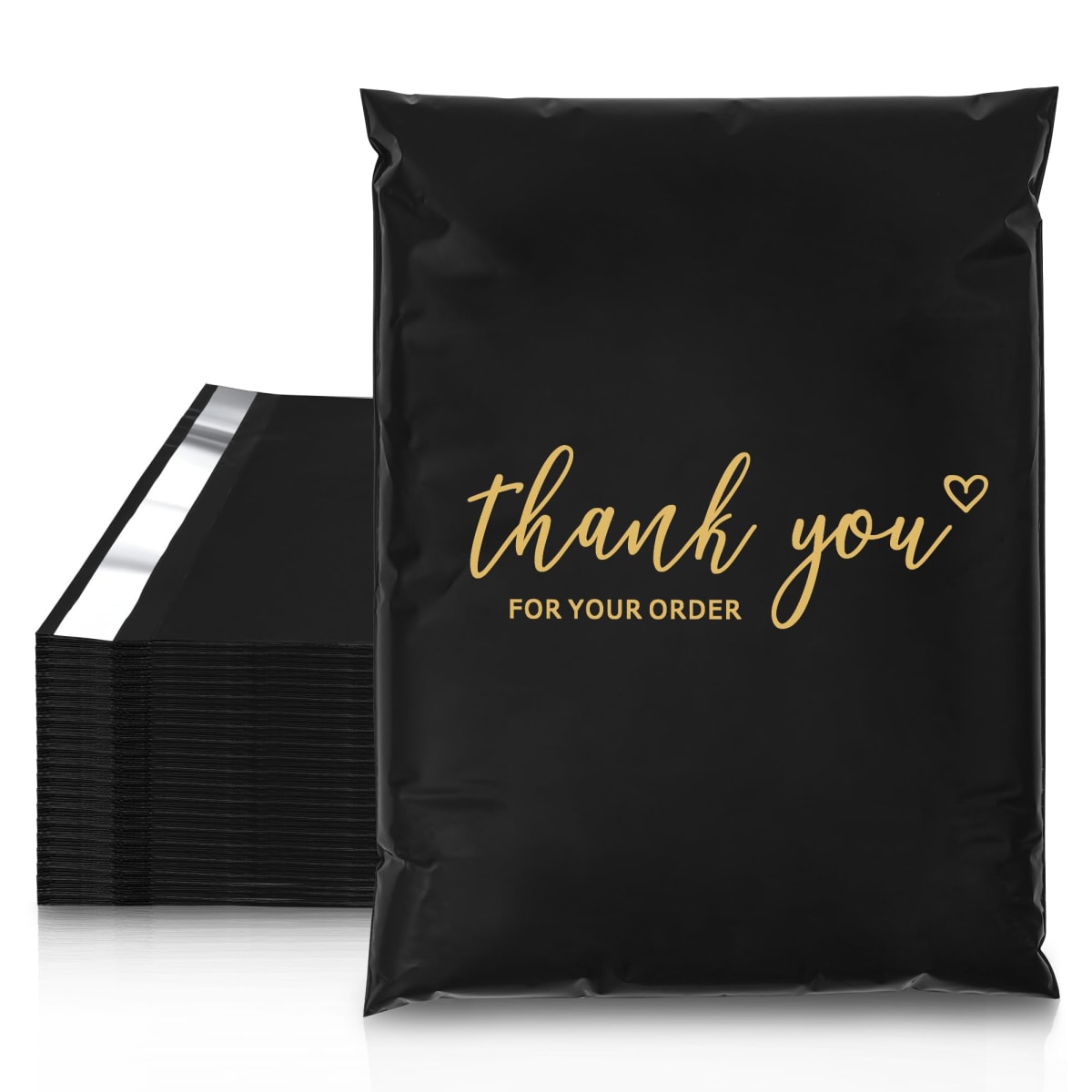 JinRuiKJ Thank You Poly Mailer 10x13 Inch 100 PCS, Shipping Bags for Clothing, Packaging Bags for Small Business, Strong Adhensive, Waterproof and Tear-Resistant Mailing Envelopes, Black