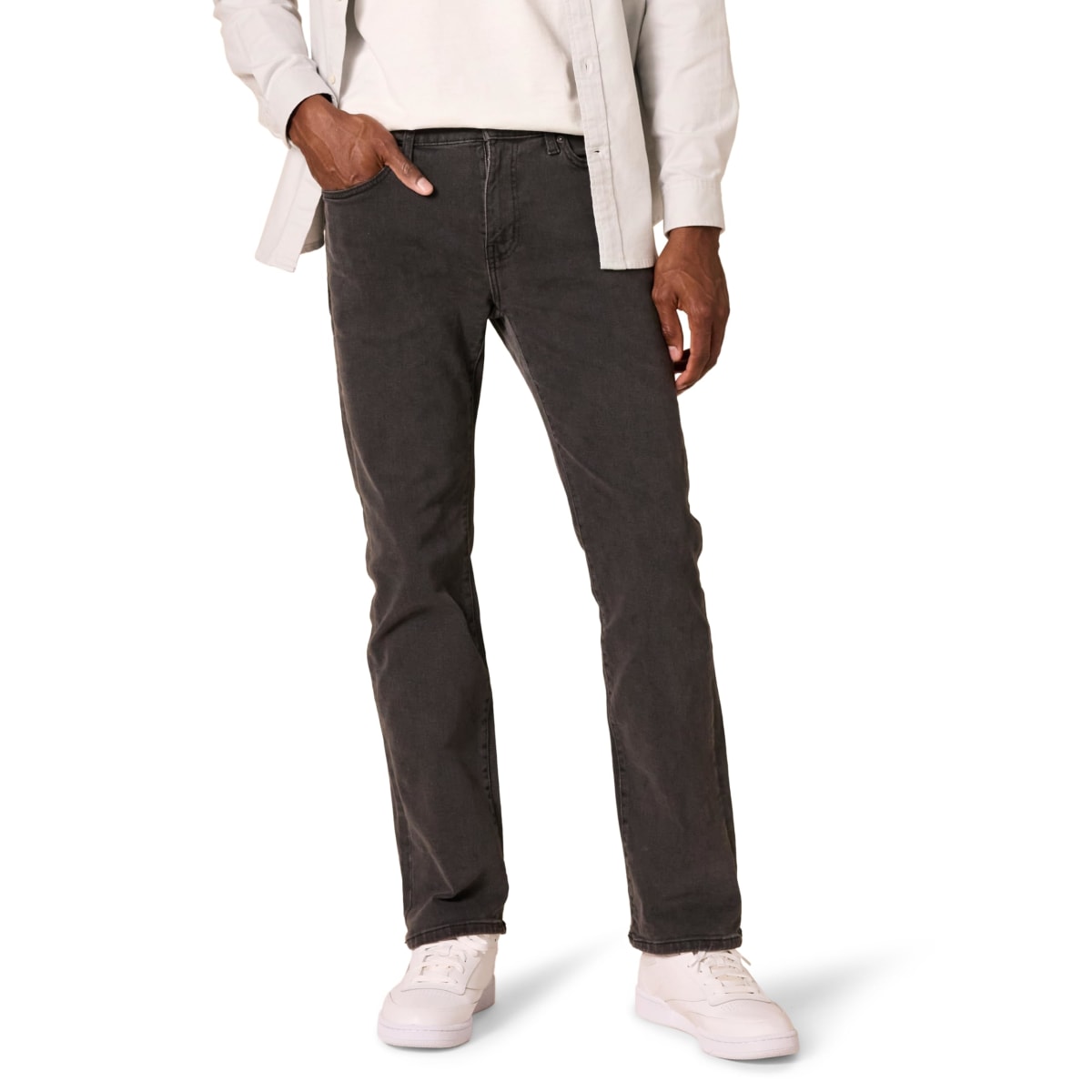 Amazon Essentials Men's Straight-Fit Stretch Jean, Washed Black, 40W x 30L