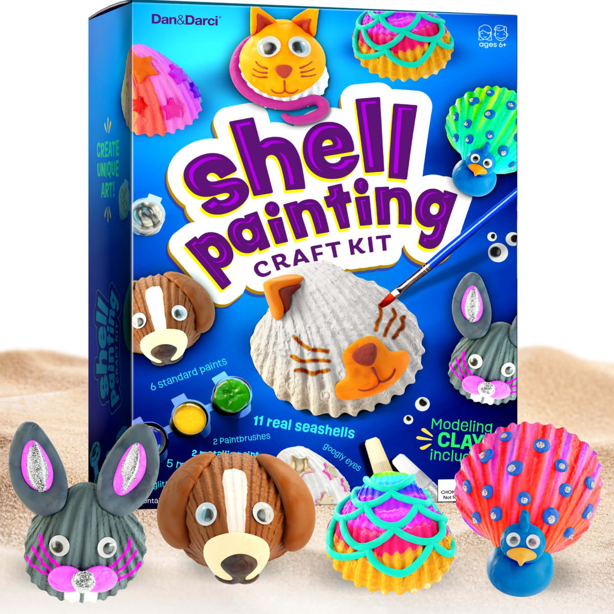 Dan&Darci Kids Sea Shell Painting Kit - Arts & Crafts Gifts for Boys and Girls Ages 6-12 - Craft Activities Kits - Creative Art Activity Easter Gift Toys for Age 6, 7, 8, 9, 10, 11 & 12 Year Old 8-12