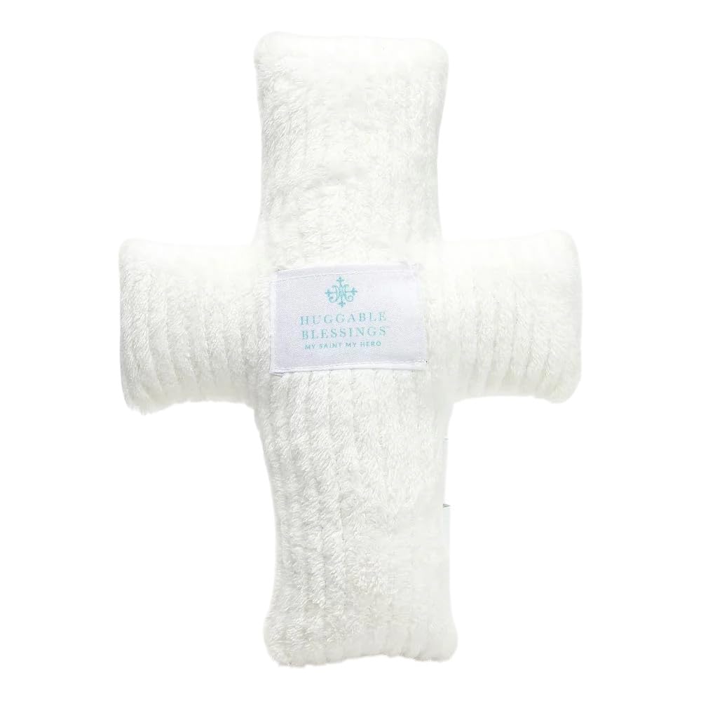 My Saint My Hero Huggable Blessing Cross Pillow - White