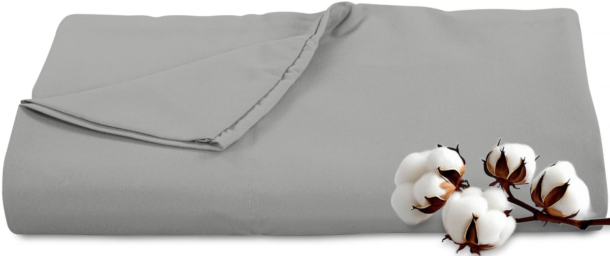 Royale Linens 300 Thread Count 100% Long Staple Combed Cotton Flat Sheet - Super Soft - Top Sheets - Full Flat Sheet Sold Separately - Breathable, Cool & Crisp Percale Sheets Only (Twin XL, Silver)