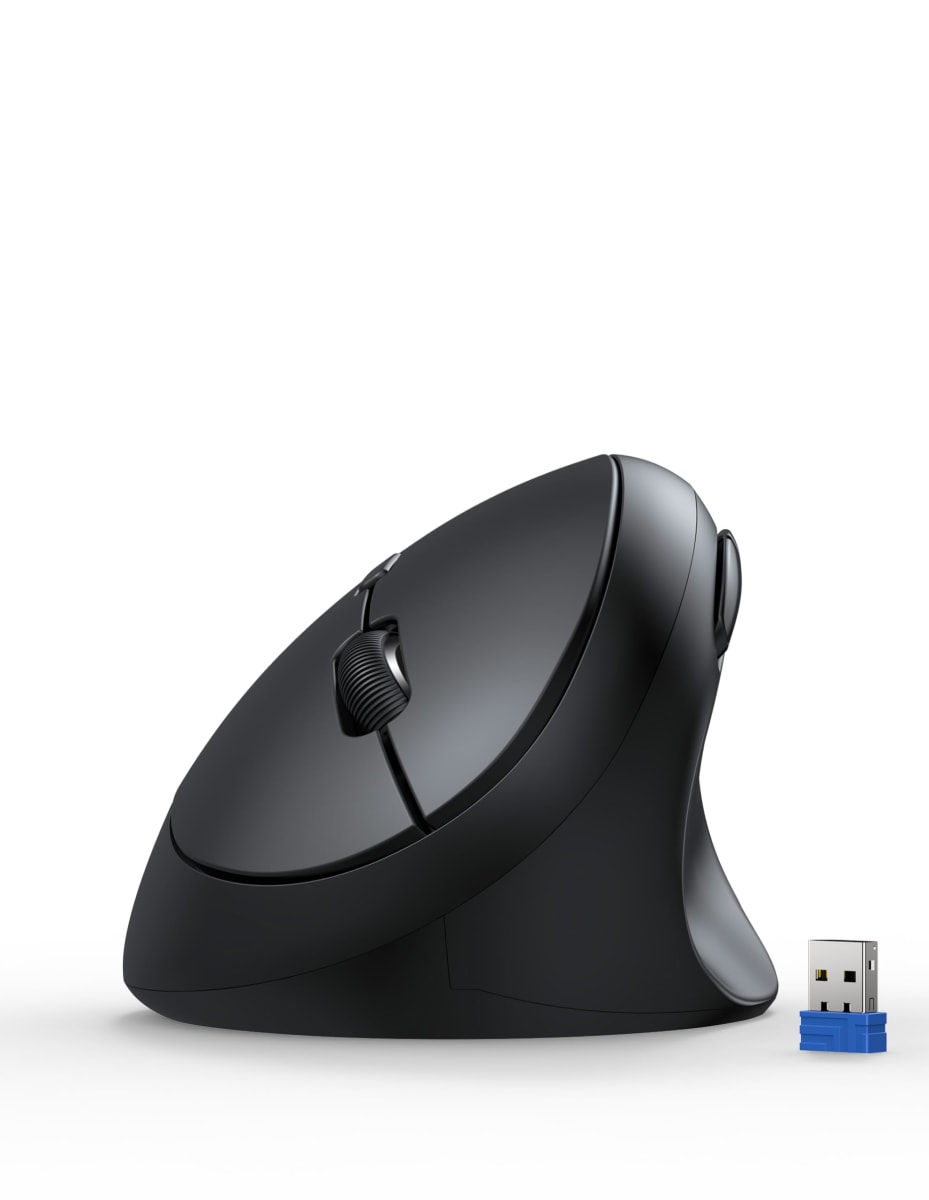 TECKNET Ergonomic Mouse, 4800 DPI 5 Adjustable DPI Levels, Wireless Vertical Mouse, 6 Buttons, 2.4G Silent Mouse for Laptop, PC, Chromebook, Mac - Black