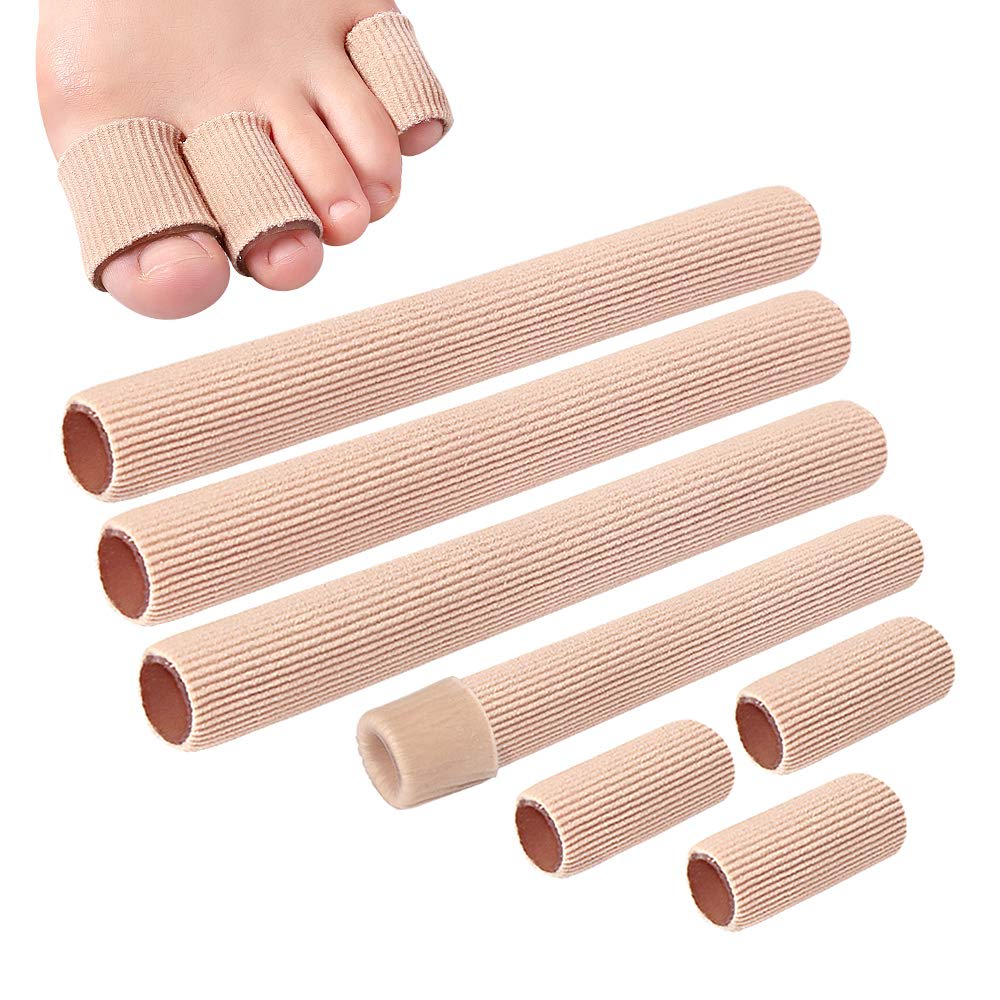 5 Pcs Toe Tubes, Toe Cushion Tube Soft Gel Corn Pads Protectors Relieve for Corns, Blisters, Calluses, Toes and Fingers Separators Protectors for Men and Women Toe Health (L (5pcs/Pack))