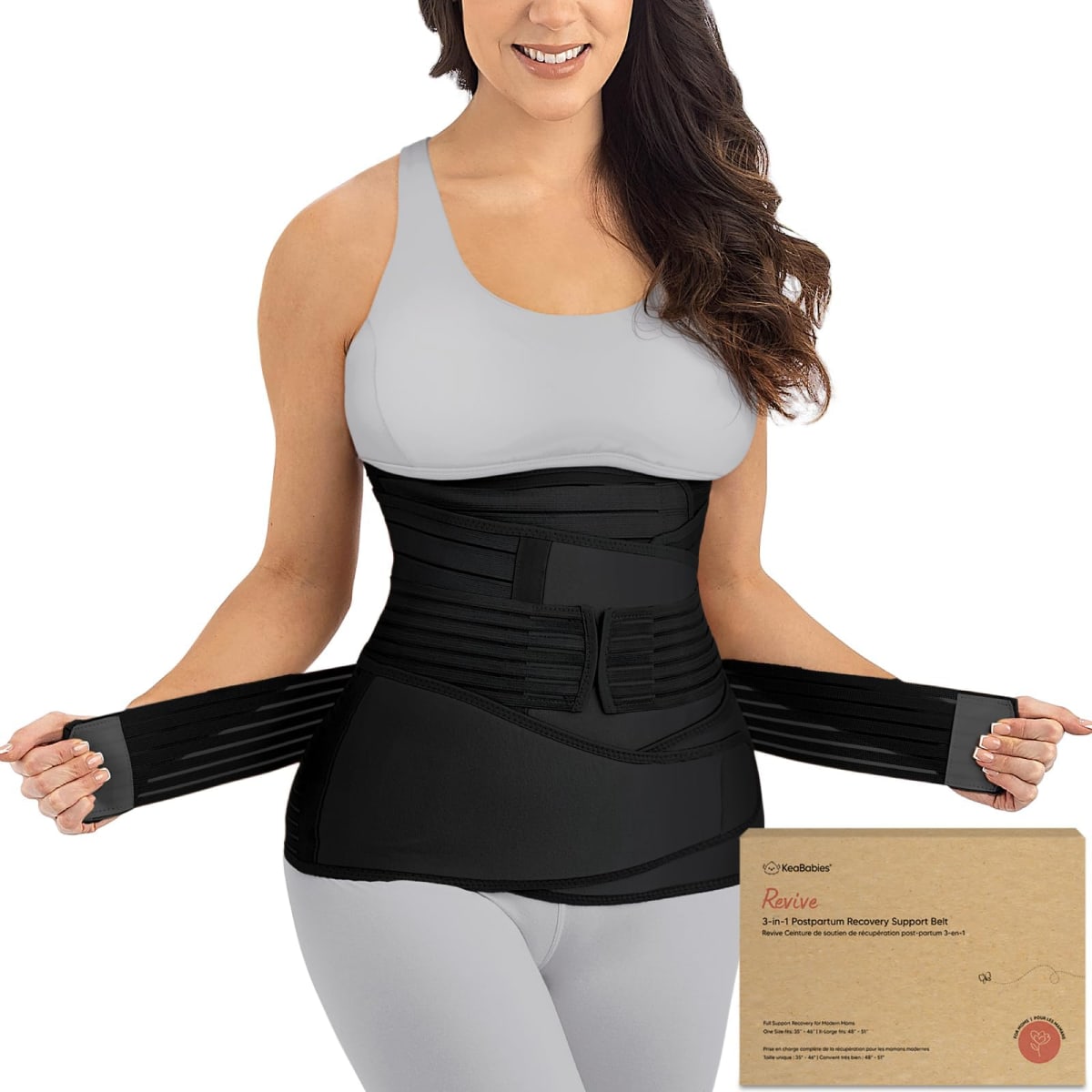 3 in 1 Postpartum Belly Support Wrap – Postpartum Belly Band, After Birth Body Shaper Waist Shapewear, Post Pregnancy Belly Support Band (Midnight Black, XL)
