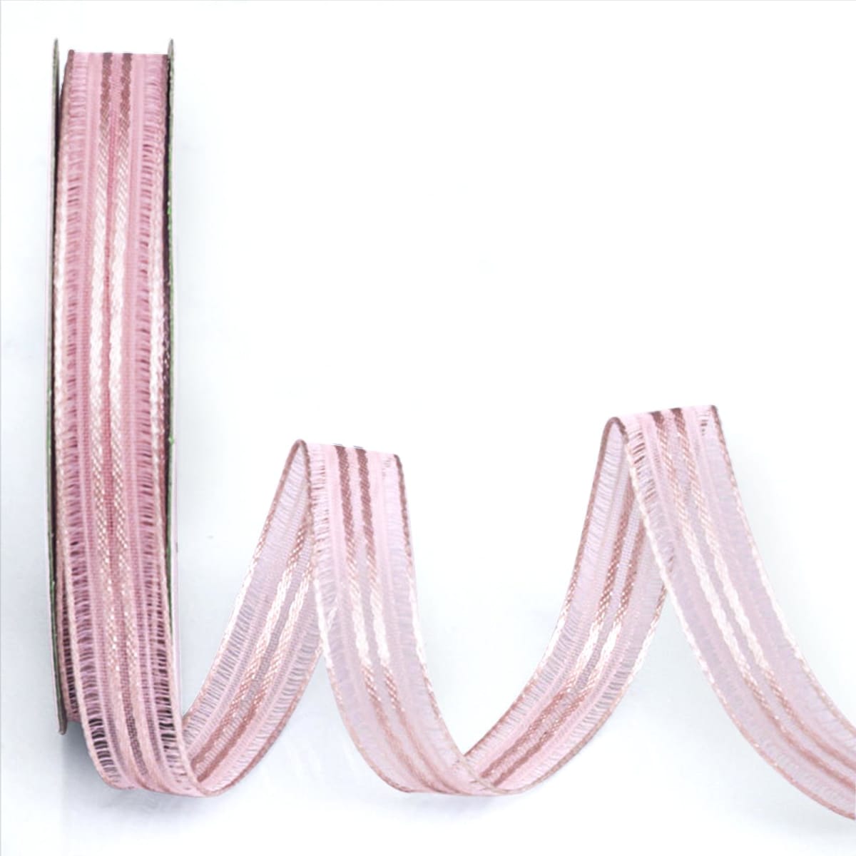 anshome Pink Satin Organza Stripe Ribbon, 3/8" x 20 Yards Sliver Edge Pink Satin Ribbons Solid Color Soft Fabric Ribbon for Gift Wrapping Wedding Bows Ornaments Festival Decor