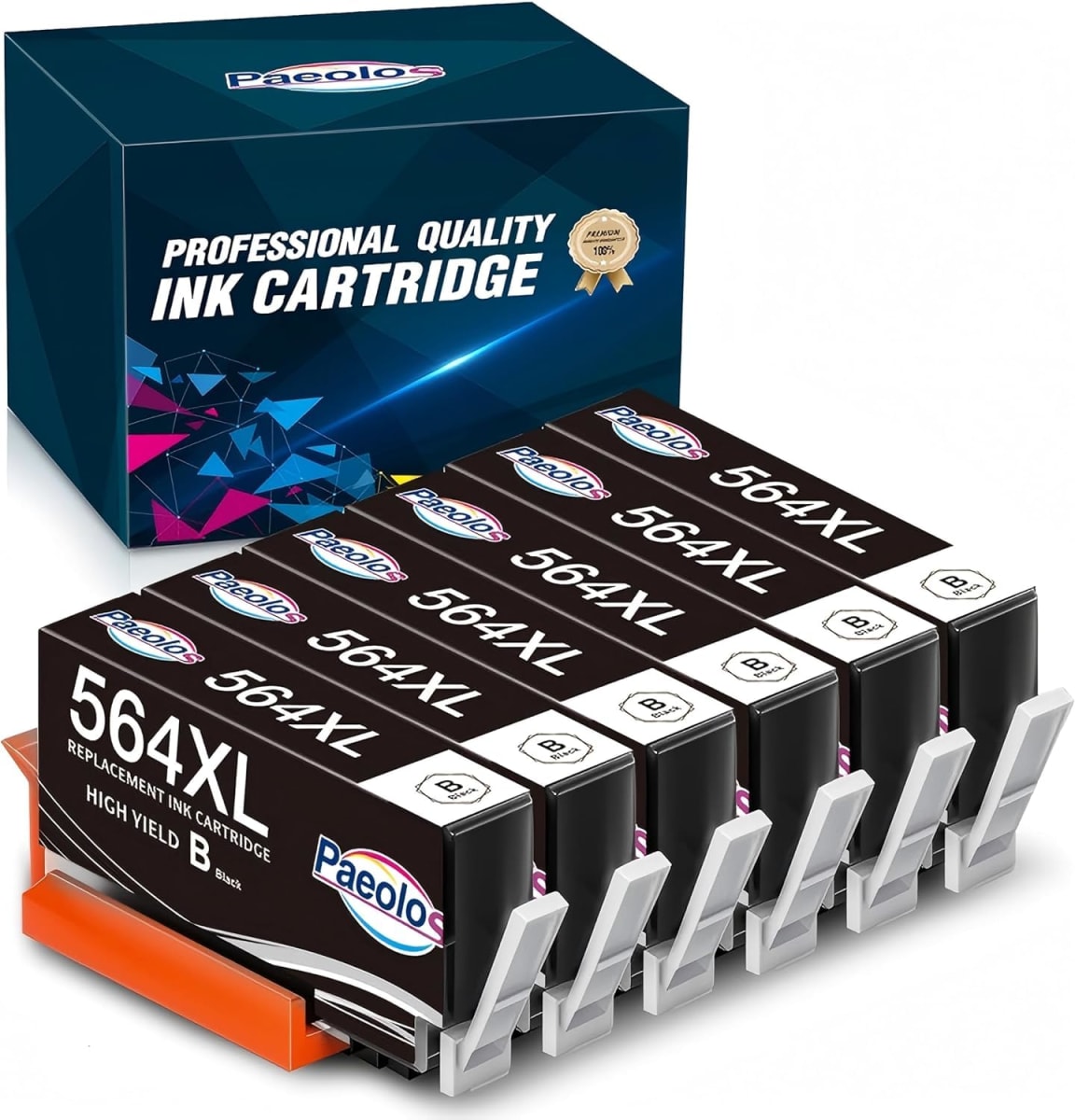 564XL Black Ink Cartridges for HP Printers (6 Black) High Yield for HP 564XL ink Cartridges for HP Ink 564 work for HP Photosmart 6520 7520 6525 5520 7510 DeskJet 3520 OfficeJet 4620 Printer (564 Ink)