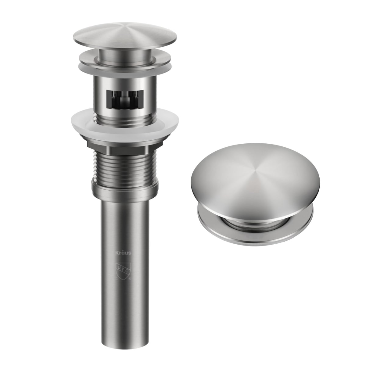 KRAUS Pop-Up Drain for Bathroom Sink with Overflow in Spot-Free Stainless Steel, PU-11SFS