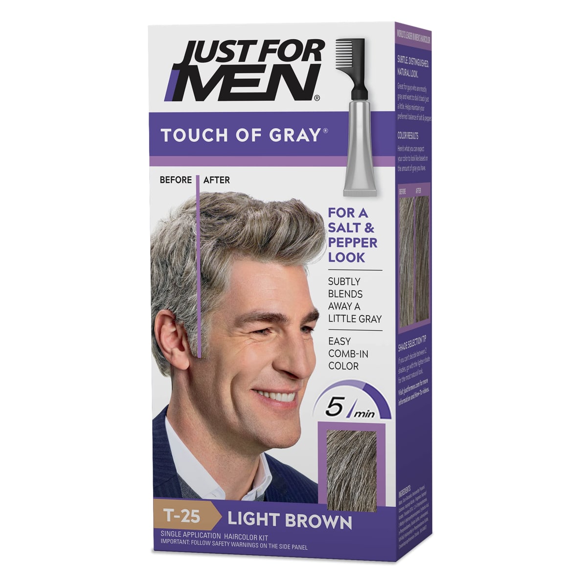 Just for Men Touch of Gray Gray Hair Treatment, Light Brown-Gray T-25