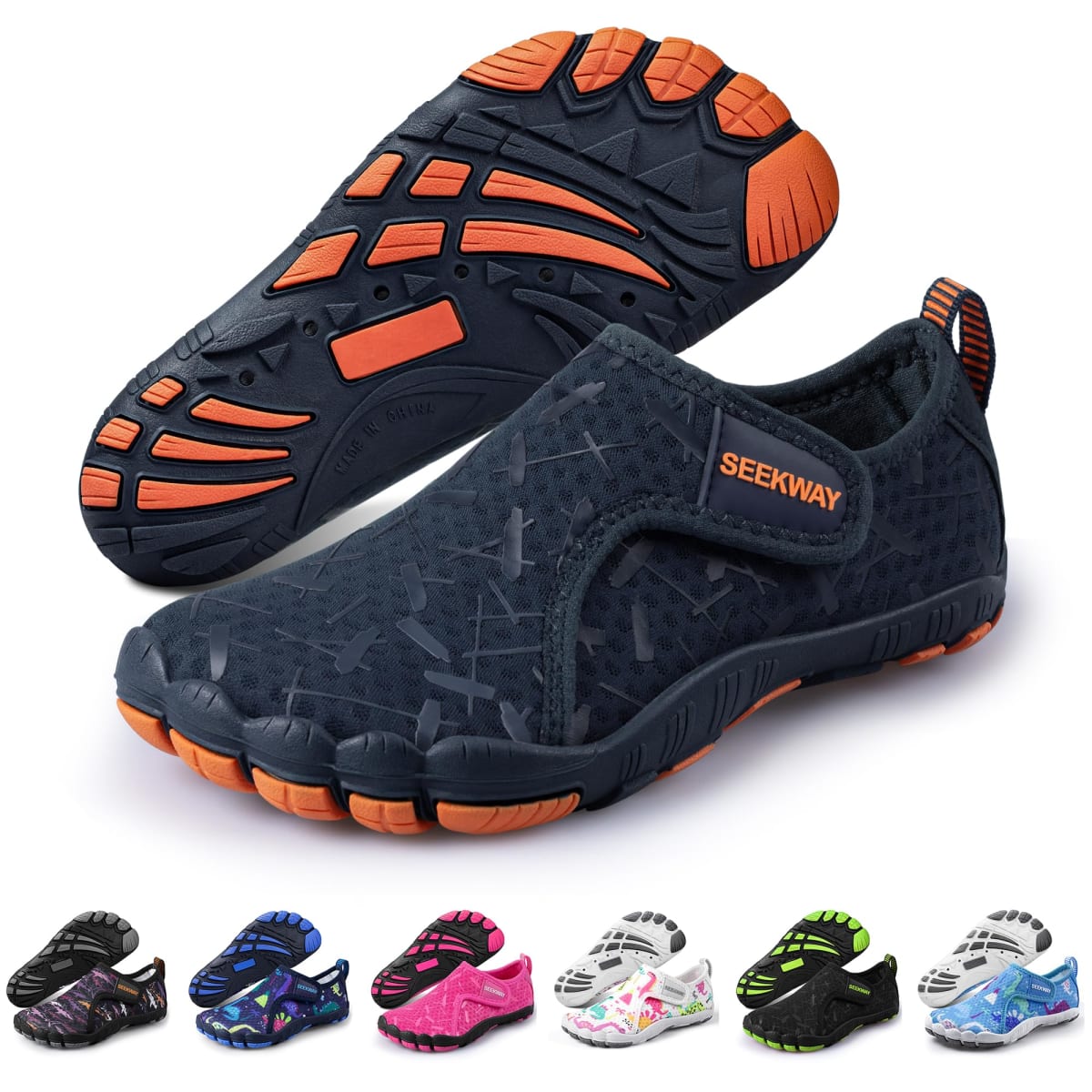 SEEKWAY Barefoot Water Shoes for Kids - Wide Toe Box and Quick-Dry Sand Shoes Toddler for Hiking Swim Beach Pool Kayak Sport Accessories, Camping Essentials Non-Slip for Boys Girls Sizes, 1a-101 Navy