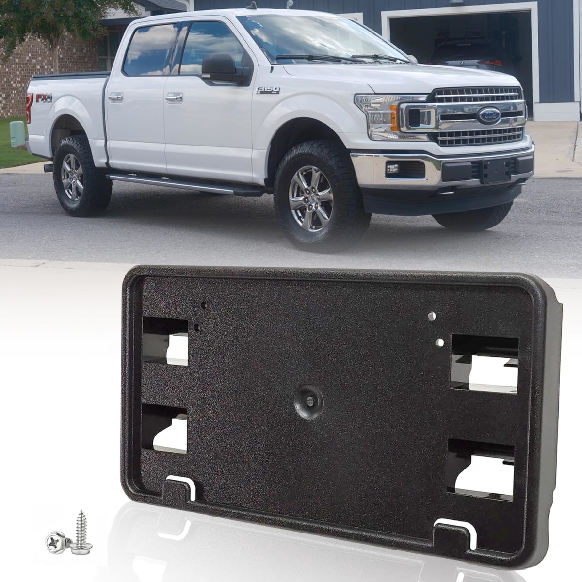 Wocch Front License Plate Frame for 2018 2019 2020 Ford F150 3.3L 5.0L NO Drill Front Bumper License Plate Holder Mounting Bracket Replacement JL3Z-17A385-AA FO1068180 F-150 Accessories