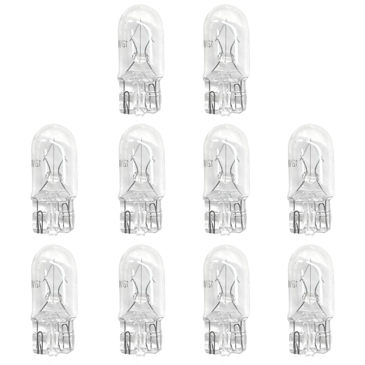 LAINLOY 10 PCS T10 12V 5W Car Flat Foot Mini Lights, Car Brake Light Turn Light Bulbs, Quartz Glass Instrument Lights, Halogen Width Indicator Lights, Auto Lighting Replacement Accessories (T10)
