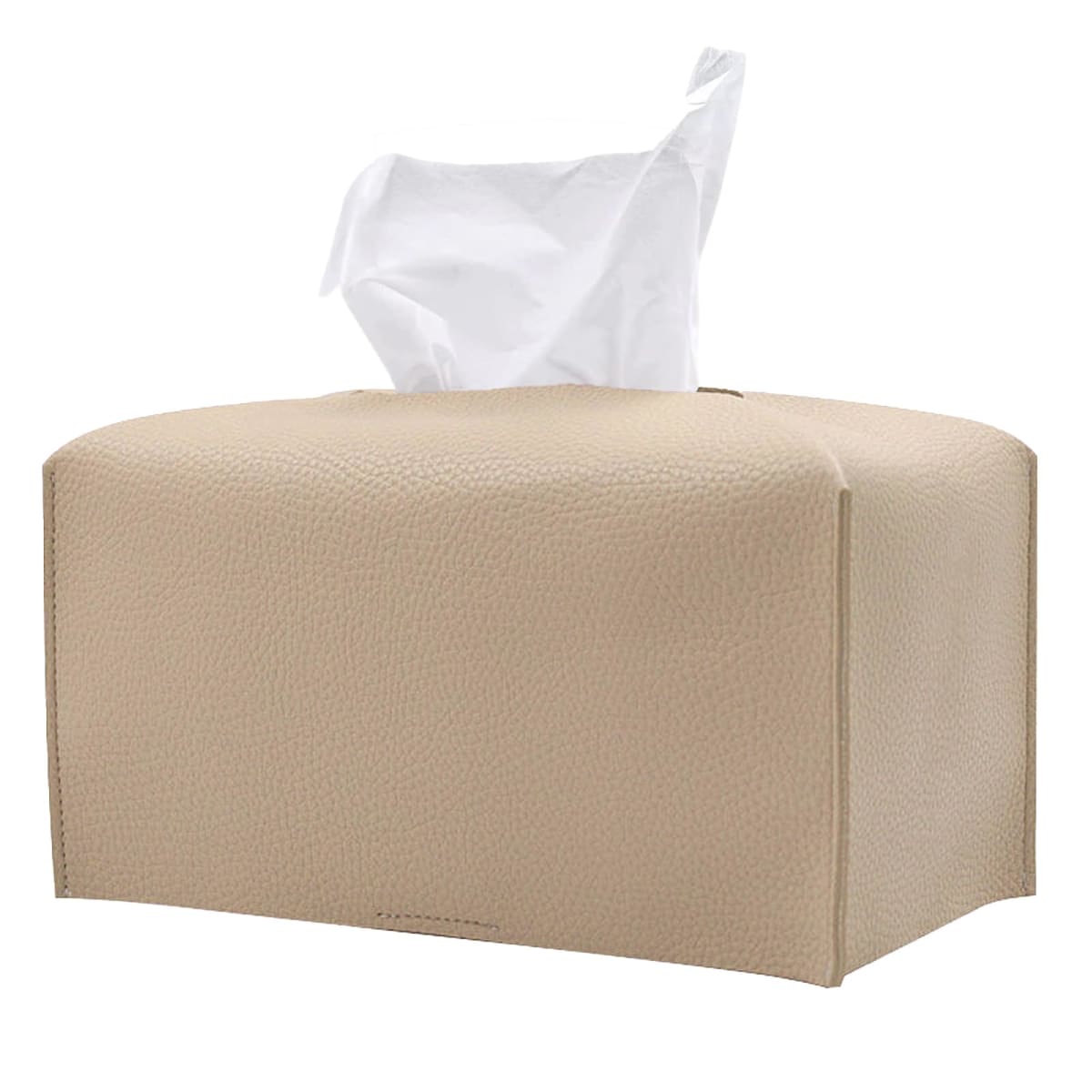 Hapforever 1PC Extra Large Rectangle Tissue Box Cover, PU Leather Rectangular Tissue Box Holder with Bottom Belt Plus Size Tissue Box Organizer for Bathroom/Car/Hotel/Office (9.5’’x5’’x5’’, Beige)