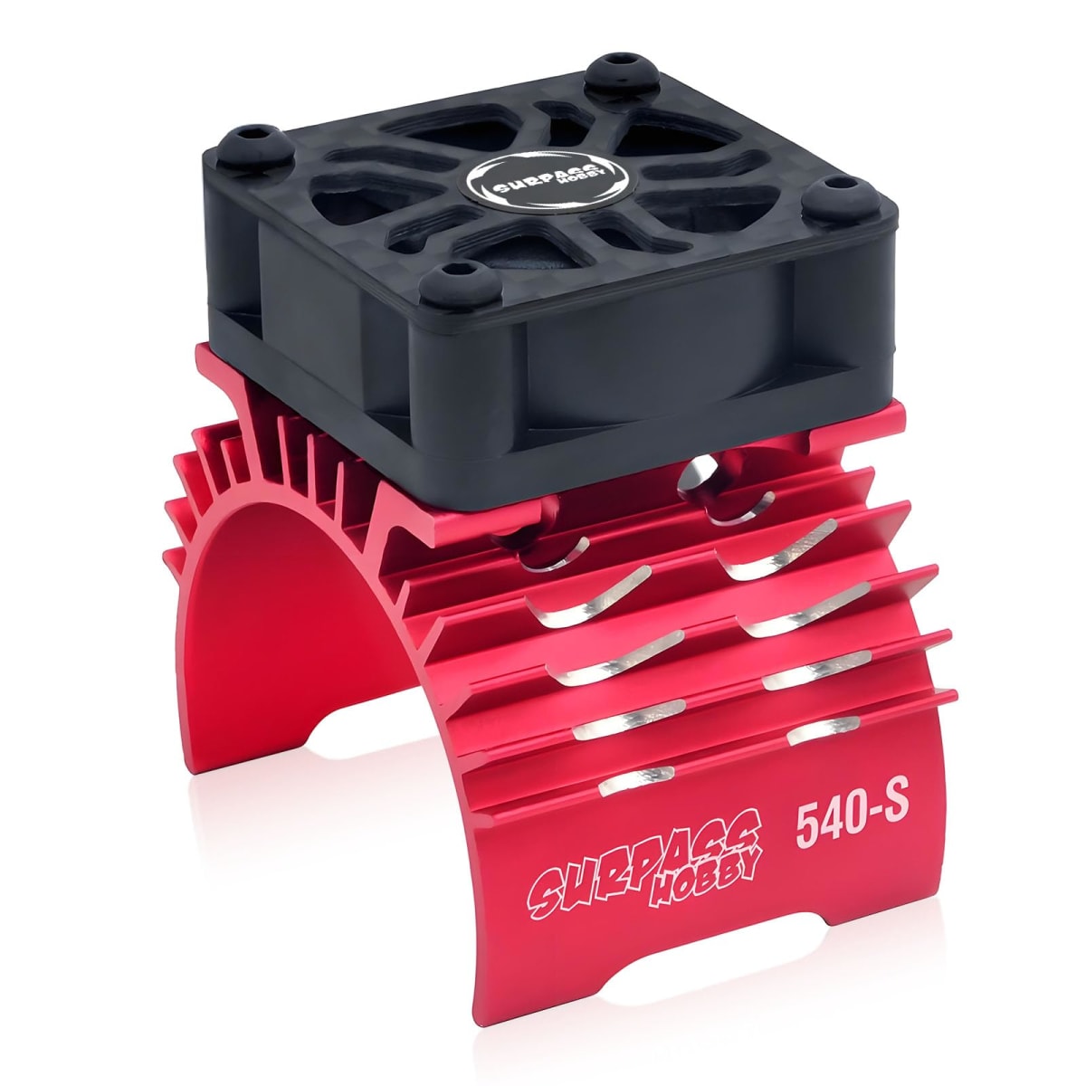 Surpass Hobby RC Cooling Fan, 28000RPM Alluminum Motor Fan with Heatsink for RC Car 1/8 1/10 Scale 540 550 3650 3660 3670 Motor (Single Red)