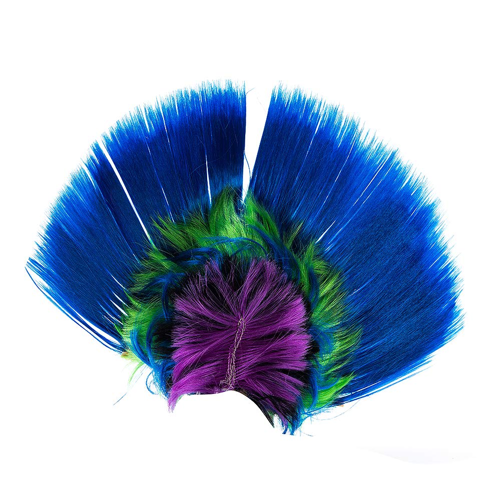 Easyinsmile Rainbow Mohawk Wig Hallowmas Masquerade Punk Mohican Hairstyle Cockscomb Hair Cosplay Wig (sapphire)