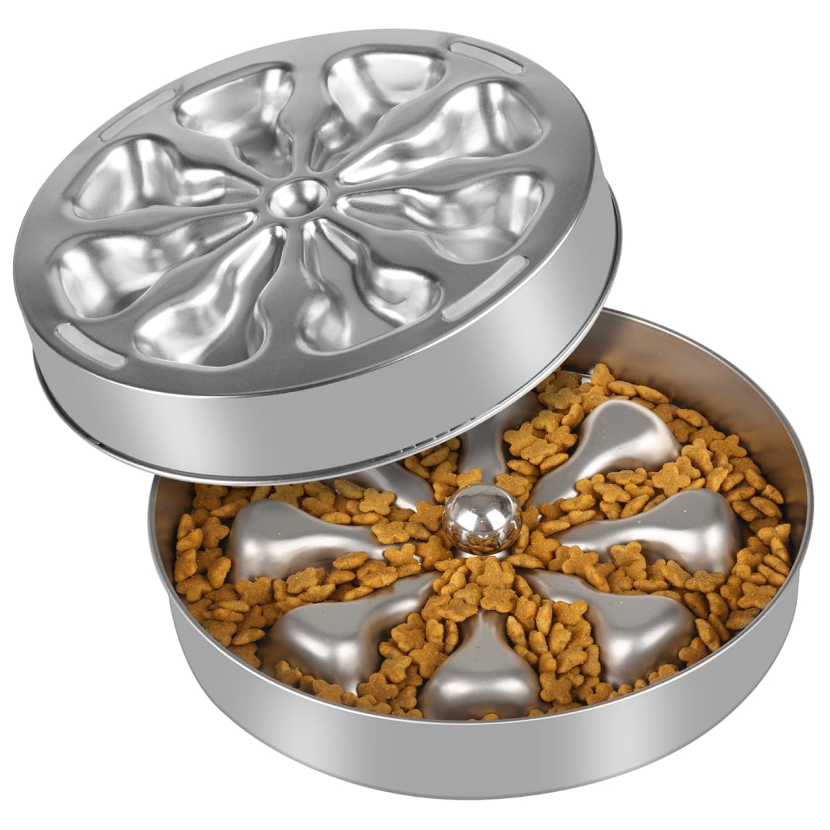Oiwliur Slow Feeder Dog Bowl - Stainless Steel Non-Slip Metal Slow Feeding Bowl Suitable for Dry, Wet, or Raw Food, 5 Cups Large Capacity Dog Bowl, Double-Sided Design Ideal for All Dog Sizes
