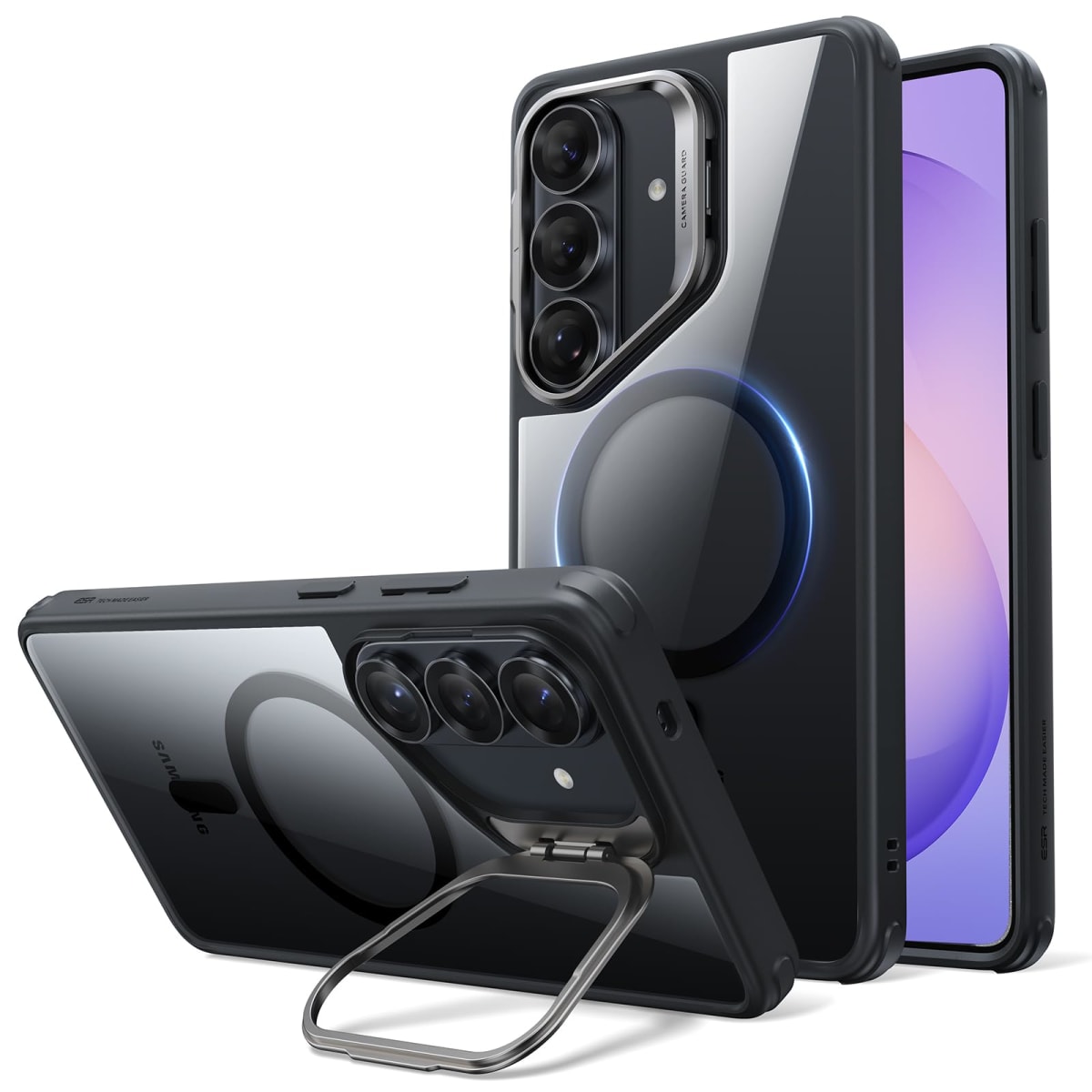 ESR for Samsung Galaxy S26 Ultra Phone Case with Stash Stand, Compatible with MagSafe, Military-Grade Protection, Magnetic Case for Samsung Galaxy S26 Ultra, Scratch-Resistant Back Cover, Clear Black