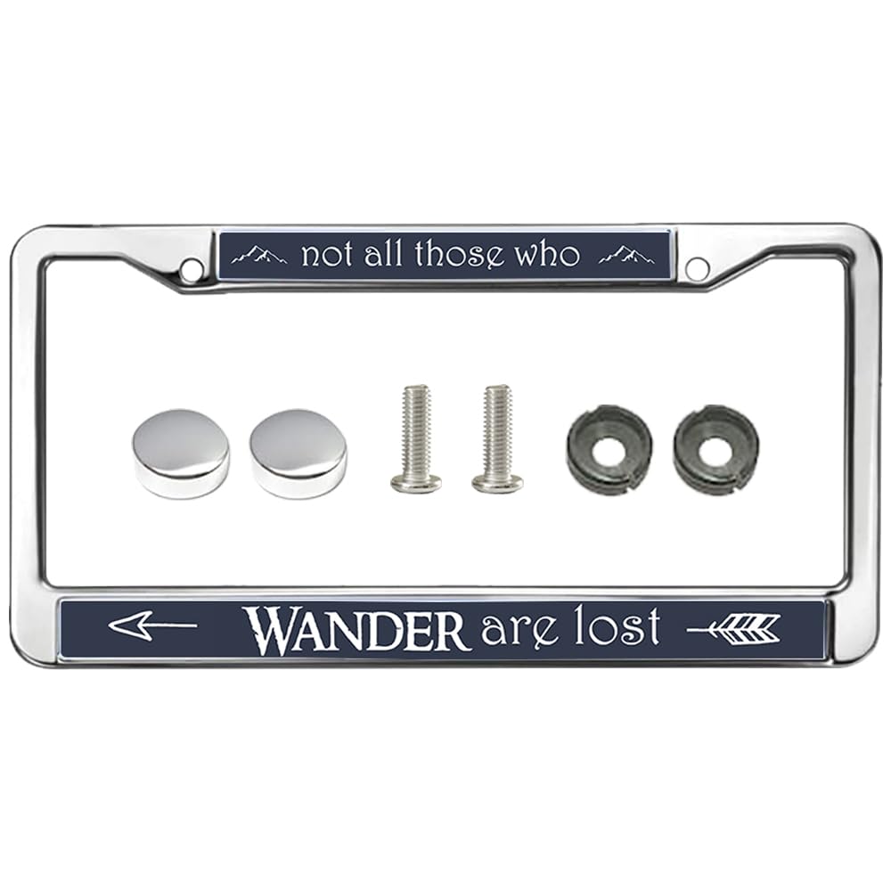 Not All Wander are Lost License Plate Frame Custom Travel Lover Gift License Plate Frame for Birthday Gift Adventure Saying Weather-Proof License Plate Frame with Mounting Kit