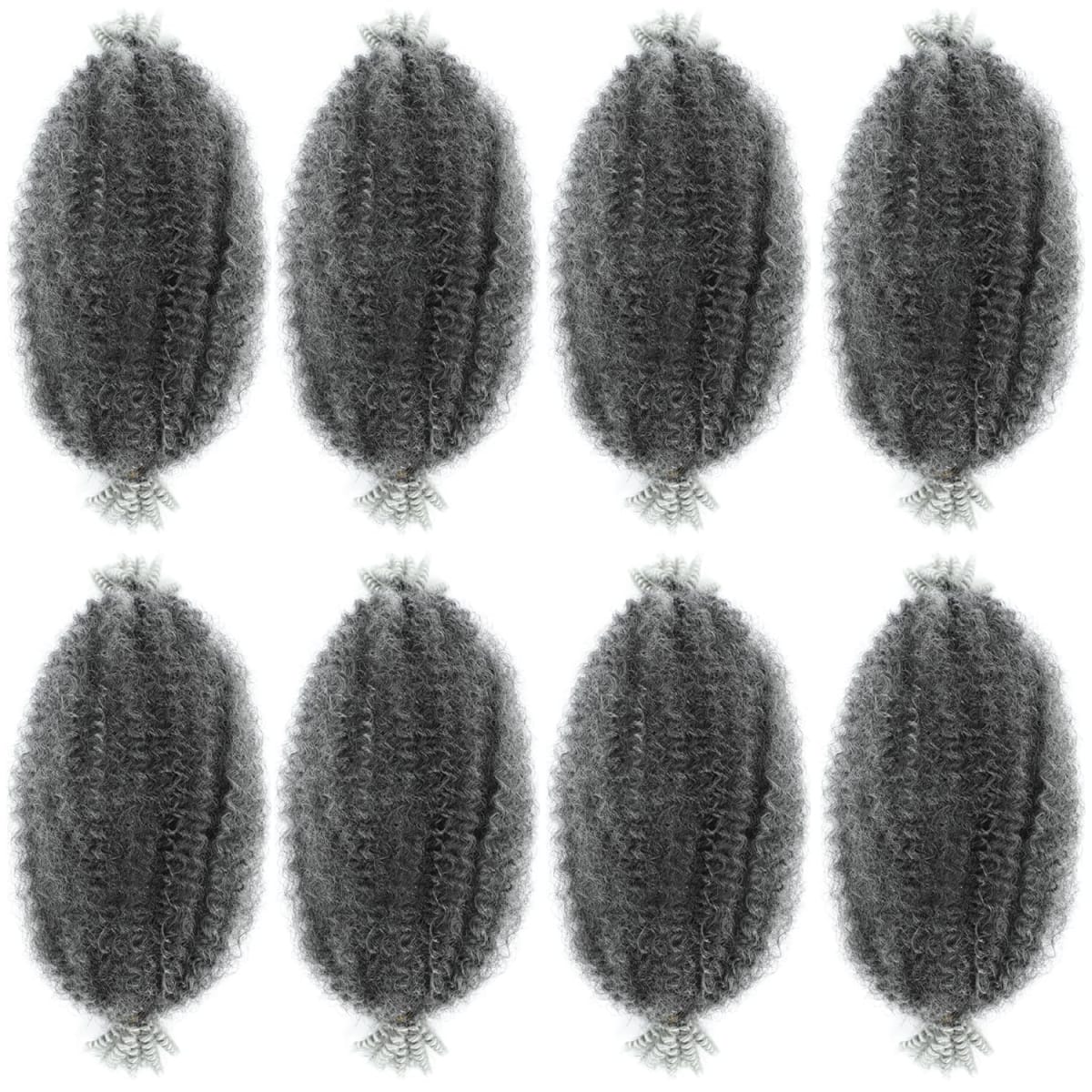 Parceria Marley Braiding Hair - 8 Packs Afro Twist - 12 Inch Pre-fluffed Springy Kinky Hair for Faux Locs (12 Inch, Grey)