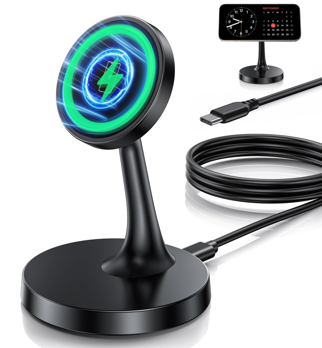 Magnetic Wireless Charger Phone Stand 15W Fast Magnetic Charger for Phone 17/17 Pro/17 Air/17 Pro Max 16/15/14/13/12 Series Apple Magnet Wireless Charging Station/Pad for AirPods
