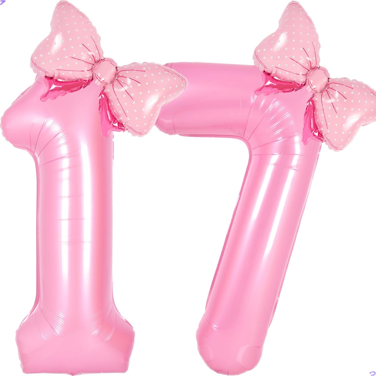 Florisland Pink 1 Balloon Number Pink Birthday Decorations for Girls, Bow Balloons Foil Mylar Large 40” 1 Balloon for Girls Bow Coquette 1st Birthday Party Decorations Supplies