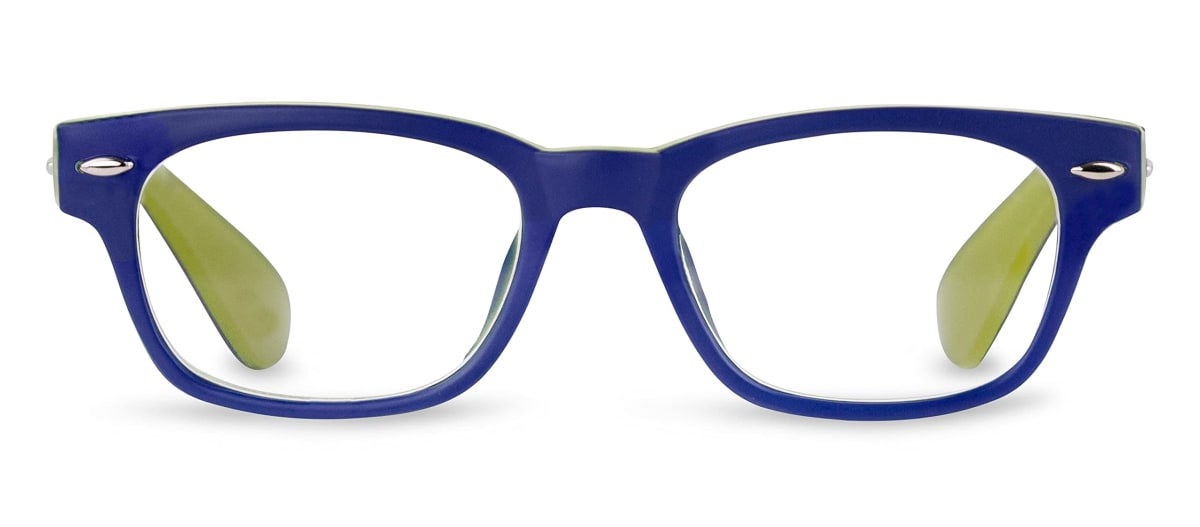 Peepers by PeeperSpecs Bellissima Square Blue Light Blocking Reading Glasses, Navy/Green, 49