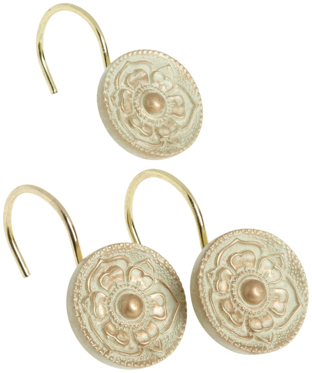 Carnation Home Fashions Provincial Ceramic Resin Shower Curtain Hook, Brushed Gold