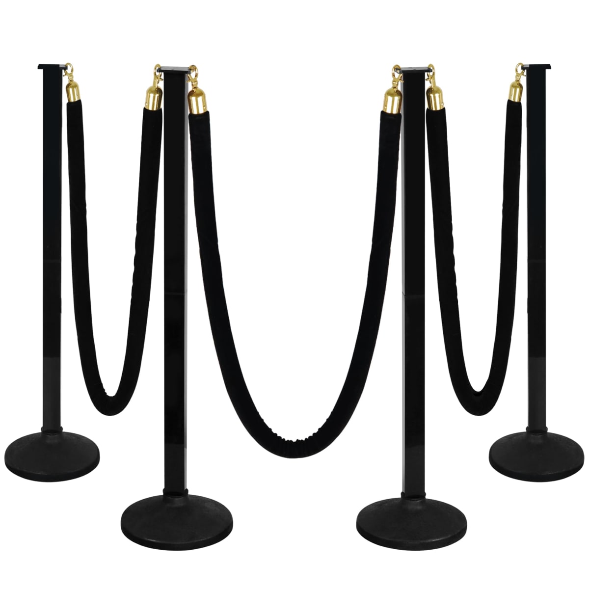 4 Pack Stanchion Post with Velvet Ropes (Weighted Base), Crowd Control B...
