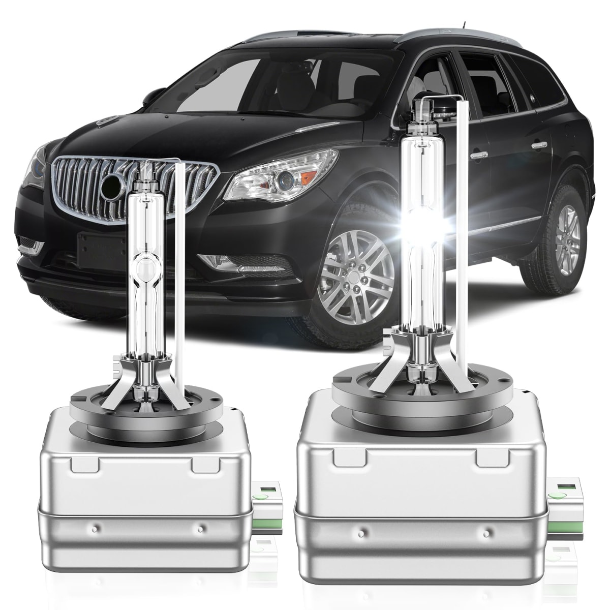SENROBO D3S HID Xenon Headlight Bulb Compatible with 2014 2015 2016 2017 2018 Buick Enclave Envision LaCrosse Regal - 35W High and Low Beam Upgraded 350% Brighter 6000K Cool White Pack of 2
