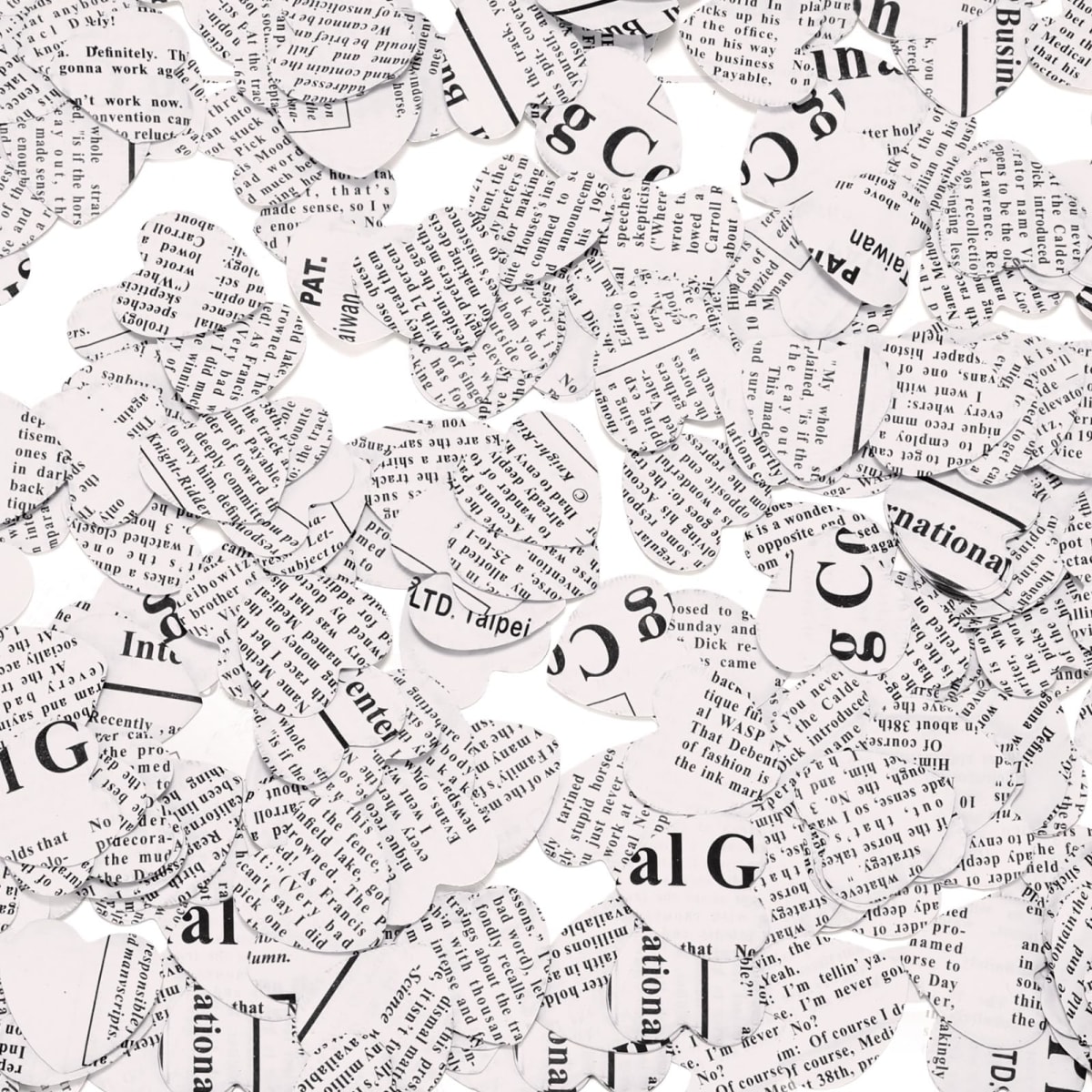 Marspark 1200 Piece Book Page Heart Confetti 1 Inch Shapes Wedding Table Confetti Classic Novel Party Decorations Literary Theme Wedding Decor Birthday Photo Prop Bridal Shower (White)