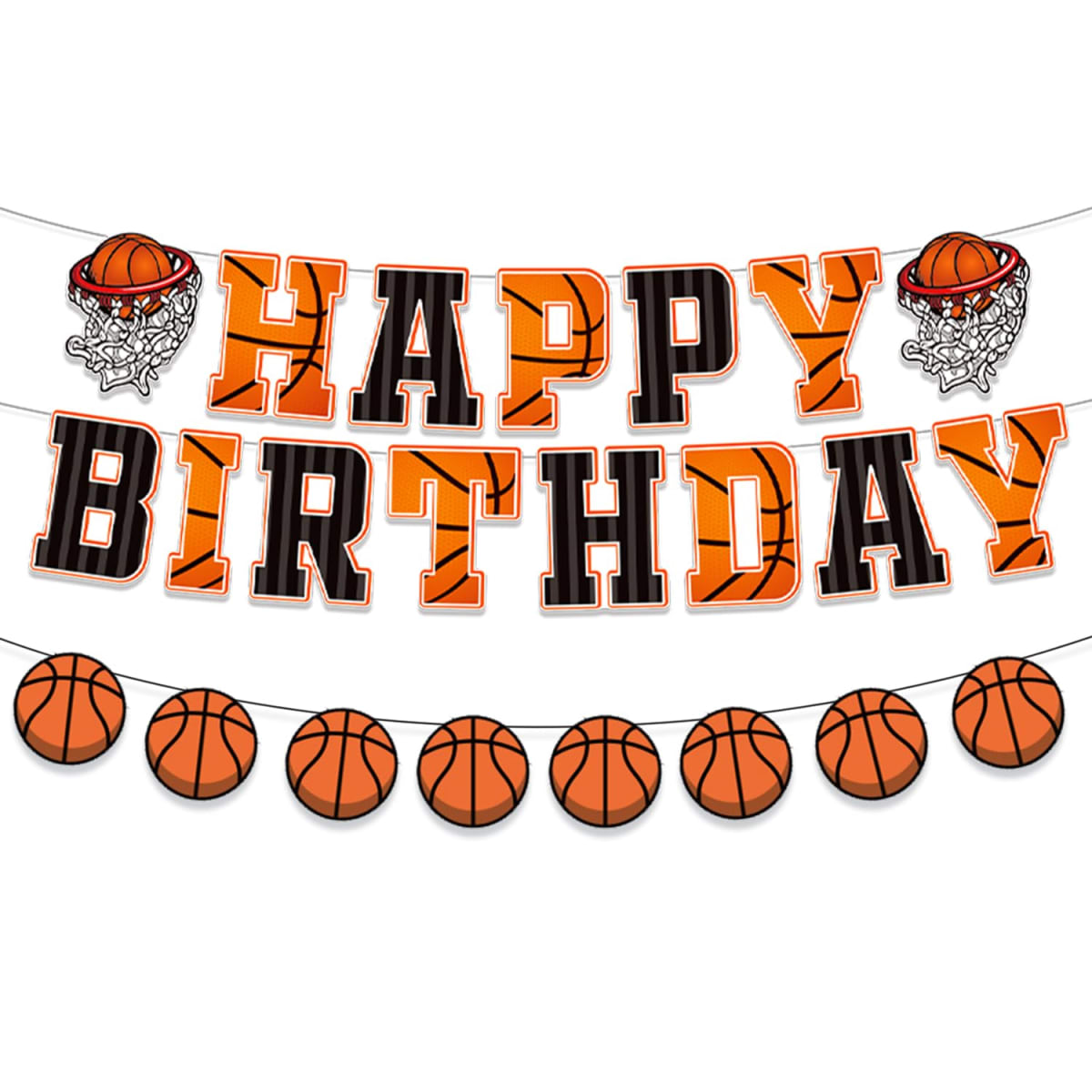 Basketball Happy Birthday Banners Basketball Themed Party Decorations,Basketball Garland Birthday Party Sign for Kids Teenagers Boys Men