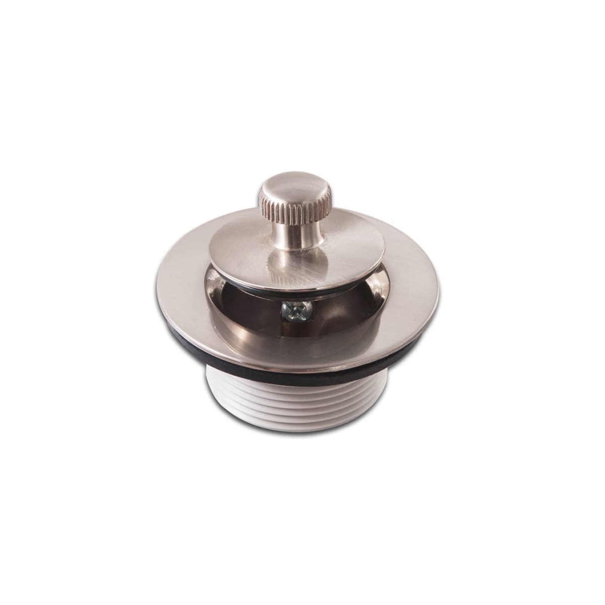 CalcMetal Lift and Turn Bathtub Drain Stopper with ABS Plastic Bushing, Fits in 1-1/2 Inch or 1-3/8 Inch Inner Bathtub Shoe, Easy to Install, Satin Nickel