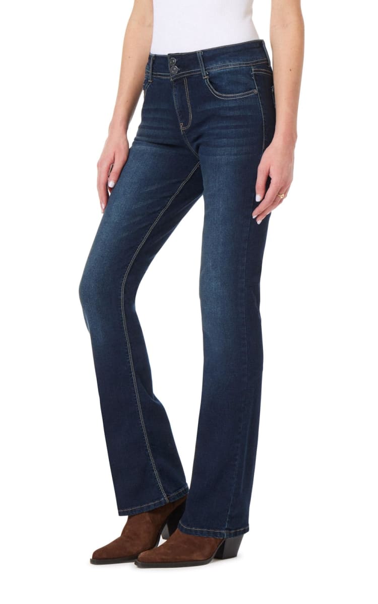 WallFlower Luscious Curvy Bootcut Jeans for Women Mid-Rise Insta Stretch Denim in Petite, Midsize, Plus Size, Juniors Jeans, Betsy Pure, 13 Long